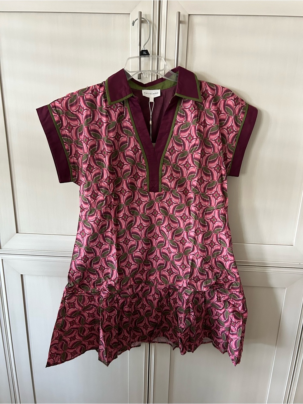 entro Pink and Olive Patterned Dress